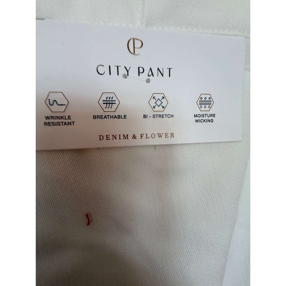 Denim & Flower NWT Ricky Singh City Pant White BiStretch Performance Pants Sz 30 - Picture 7 of 9